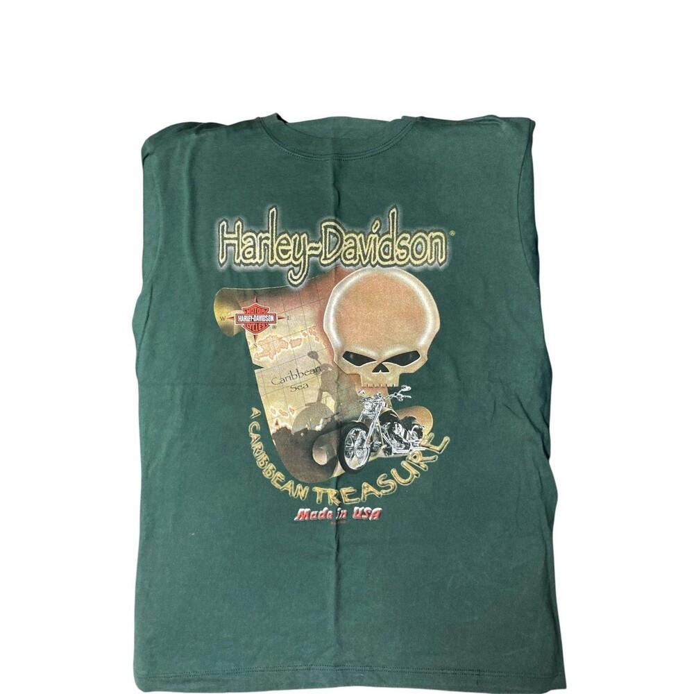 Harley Davidson St. Thomas US Virgin Islands Caribbean treasure Green t-shirt L